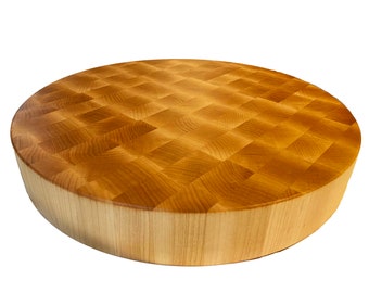 Round End Grain Maple Chopping Block Cutting Board | 15"Dia. x 2 1/4"