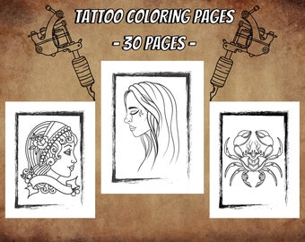Tattoo Coloring Pages for Adults: 30 Printable Designs (PDF Download)