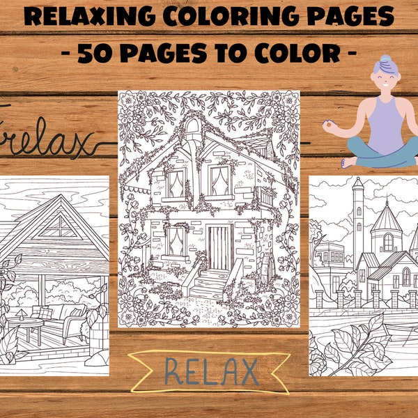 Zen Coloring Pages for Mindful People - 50 Printable Pages - Relaxing Coloring Book - Loss of Anxiety, Relaxion, Meditation