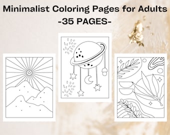 Minimalist Coloring Pages for Adults, Teens - Simple Coloring Pages for Relaxation and Stress Relief - A Minimalist Coloring Book