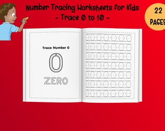 Number Tracing Worksheets: Handwriting Practice 0-10 (22 Printable Pages) (PDF File)