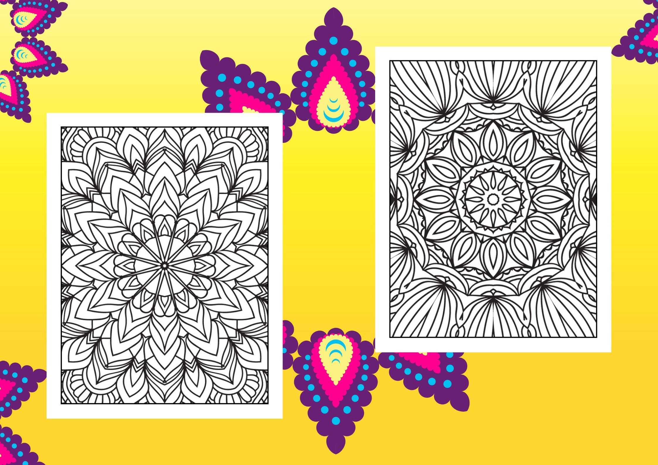 100 Mandala Coloring Pages: Stress Relief for Adults (PDF Pattern) - Etsy