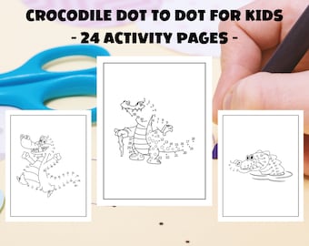 Crocodile Dot to Dot Begleitheft: 24 druckbare Seiten (PDF-Datei)