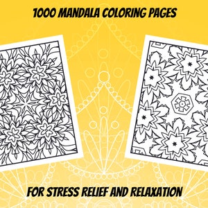 1000 Mandala Coloring Pages for Adults, Complex Mandala Coloring for Stress Relief and Relaxation