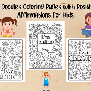 10 Doodles Kleurplaten met positieve bevestigingen voor kinderen - Het positieve geestkleurboek voor jongens en meisjes - Krachtig positief
