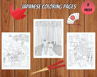 Kleurboek Japanse ontwerpen: 5 afdrukbare pagina's (pdf)