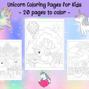 Cute Baby Unicorn Coloring Pages for Kids Boys and Girls - Unicorn Coloring Sheets - Cute Unicorn Coloring Book - Digital Download