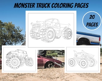 20 Monstertrucks Malseiten zum Ausdrucken - Monstertrucks Malvorlagen - Monstertrucks Malbuch - zum sofortigen Download