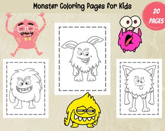 Funny Monster Coloring Pages: Kids Printable Book (20 Pages) (PDF)