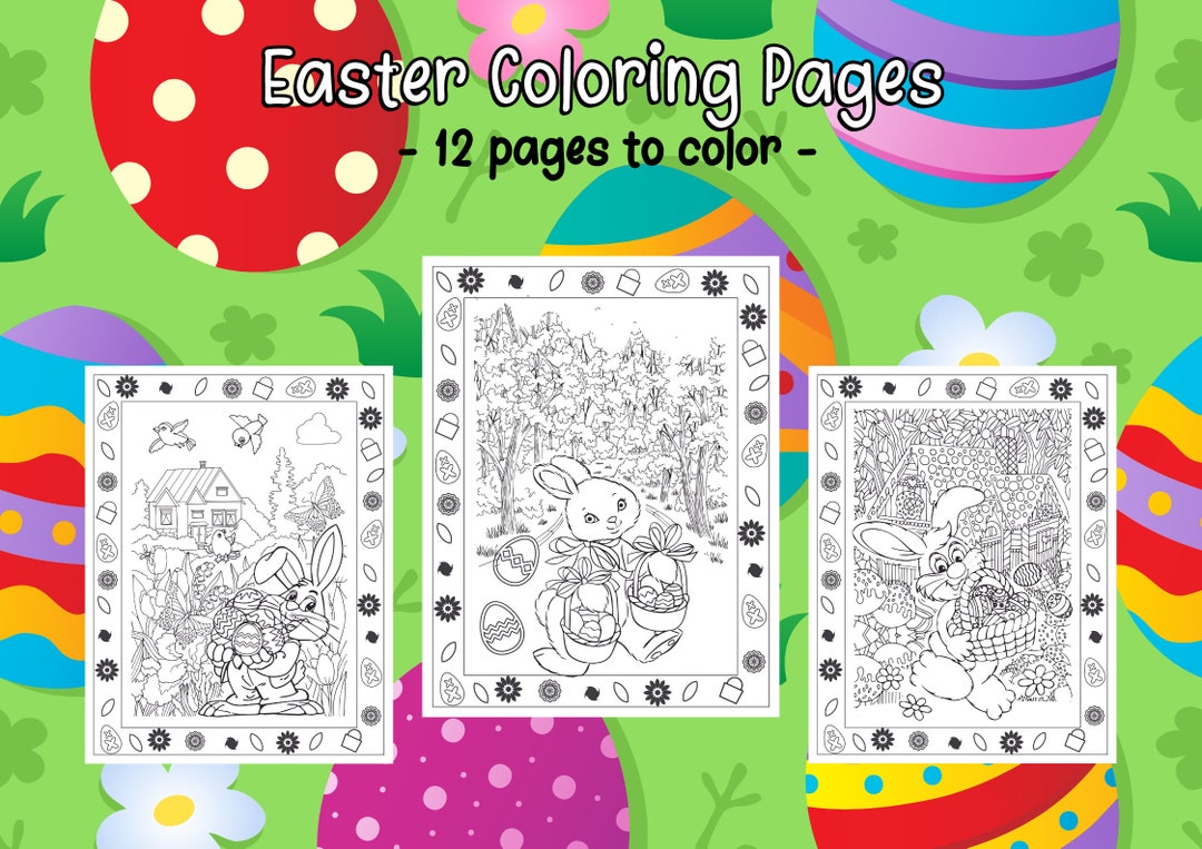 Easter Coloring Pages for Kids Boys and Girls 12 Printable Pages Easter