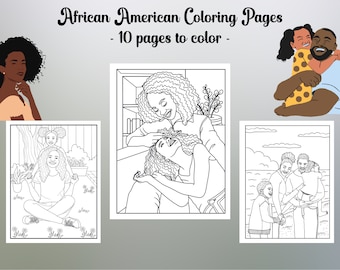 African American Family Coloring Book: 10 Printable Pages (PDF)