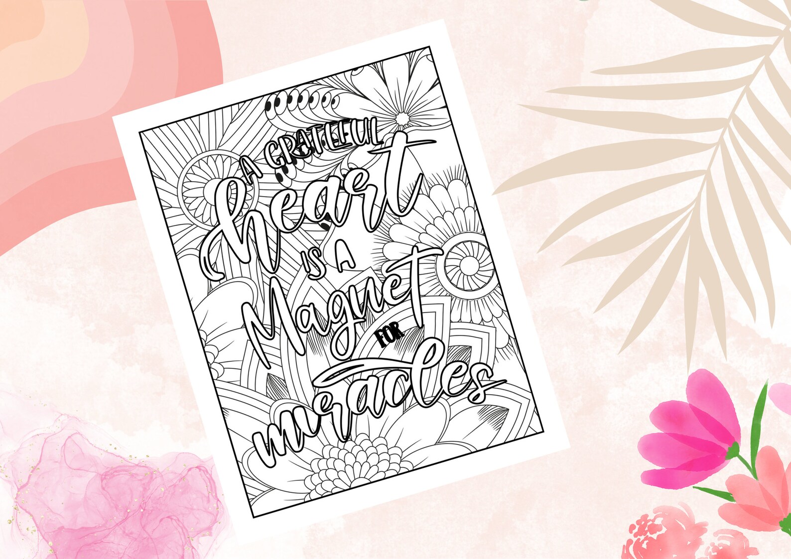 Gratitude Coloring Pages 20 Printable Pages Be Grateful Etsy