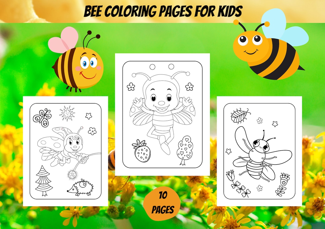 10 Bee Printable Coloring Pages for Kids Boys and Girls Cute - Etsy ...