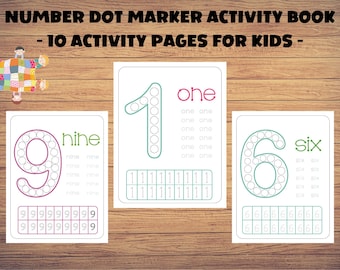 Páginas de actividades con marcadores de puntos numéricos: imprimibles para niños (descarga digital en PDF)