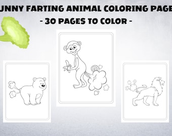 Funny Farting Animals Coloring Pages: 30 Printable Designs (PDF)