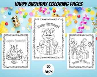 Pagine da colorare di buon compleanno per bambini: 20 disegni stampabili (PDF scaricabile immediatamente)