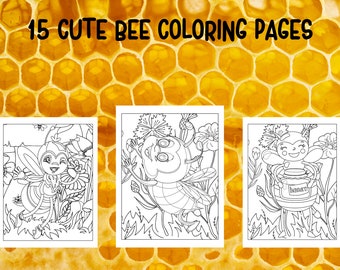 Dibujos para colorear de abejas: 15 diseños imprimibles (Descarga digital en PDF)