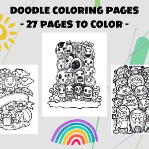 Doodle Coloring Pages for Adults, 27 Printable Pages, Cute Patterns and Doodles Coloring Book