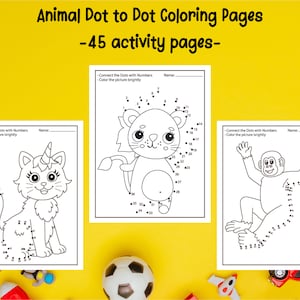 Animal Dot to Dot Coloring Pages for Kids, Fun Connect the Dots Book for Kids, Boys and Girls Connect The Dots Activity