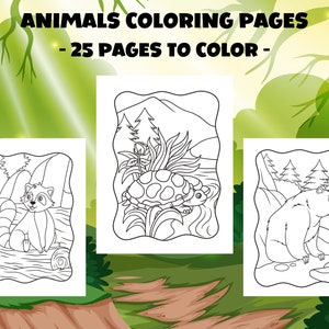 Zoo Animals Coloring Pages, Kids Coloring Pages, 25 Printable Pages, Wild Animal Coloring Book for Boys, Girls, Teens, Adults