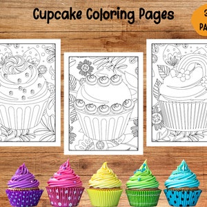 Cupcake Coloring Pages, 30 Printable Pages, Super Sweet Cupcakes Coloring Book, Desserts Coloring Sheets