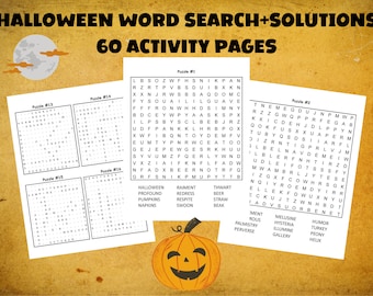 Halloween Word Search Puzzle Book: 60 Pages (PDF Digital Download)