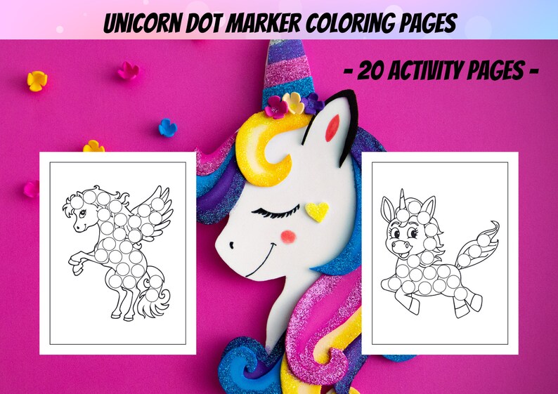 Unicorn Dot Marker Coloring Pages 20 Printable Pages Etsy Australia