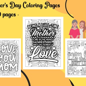 Mother&#39;s Day Adult Coloring Pages with Inspirational Quotes and Amazing Flowers Design, Best Mom Ever Coloring Book, Digital Download