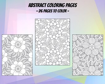 Dibujos florales abstractos para colorear: 26 diseños imprimibles (archivo PDF)