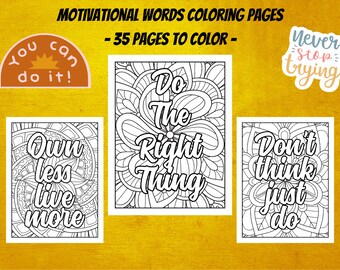 Motivational Words Coloring Book: Stress Relief (PDF Pattern)