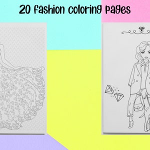 Fashion Coloring Pages, 20 Printable Pages, Fashion Coloring Book for Kids, Fashion Illustration