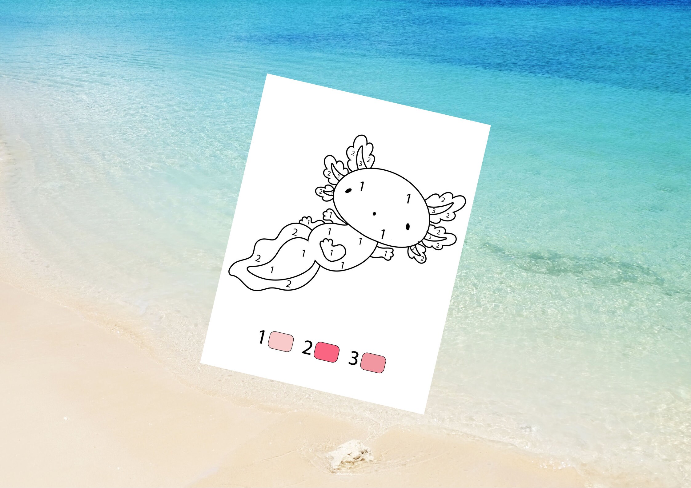 Axolotl Color by Number for Kids, 10 Printable Pages, Cute Axolotl ...