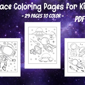 Ruimte kleurplaten voor kinderen - Outer Space digitaal kleurboek - Astronaut Planeet kleurplaten voor jongens en meisjes - 29 afdrukbare pagina&#39;s