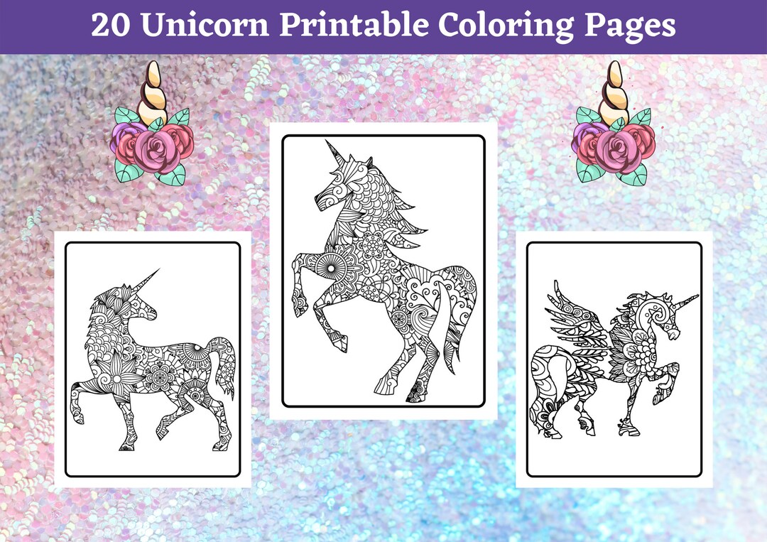 20 Unicorn Coloring Pages for Adults - Unicorns Coloring Book for ...