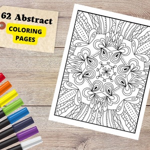 Abstract Printable Coloring Pages, Adult Coloring Patterns, Stress Relief Coloring Sheets, Instant Download PDF