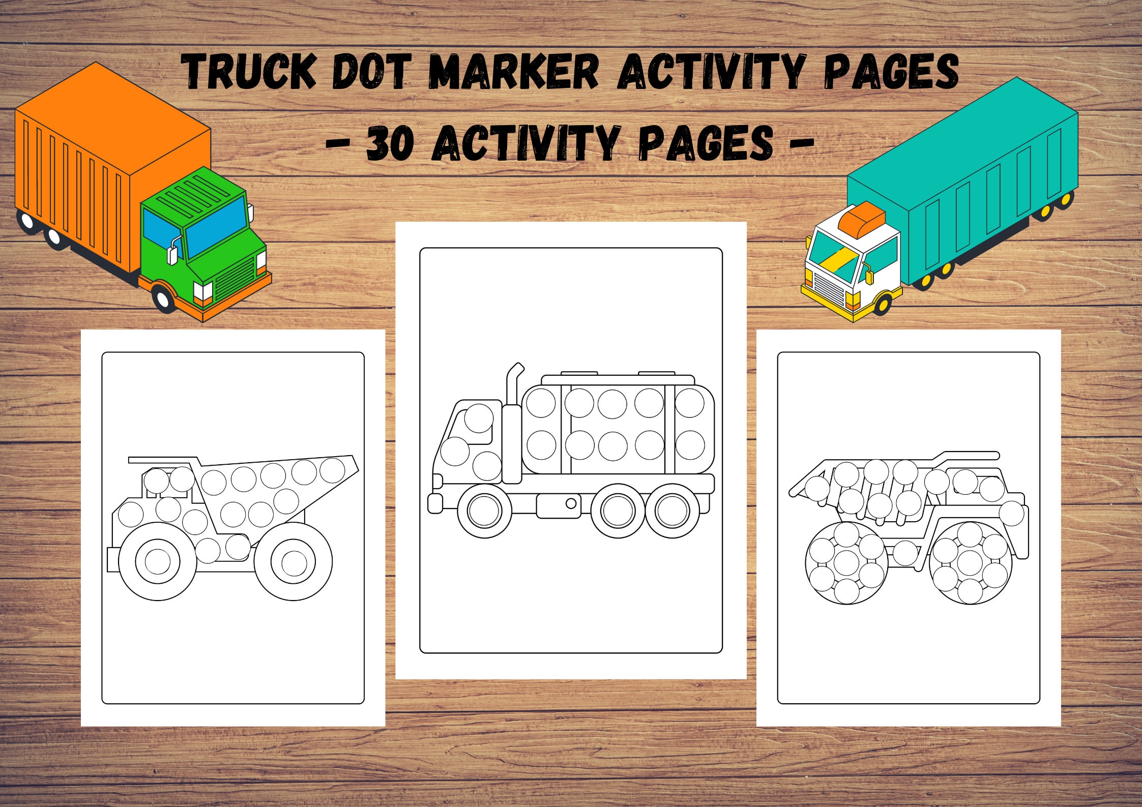 Mighty Trucks, Cars and Vehicles Dot Markers Activity Book for Kids ...