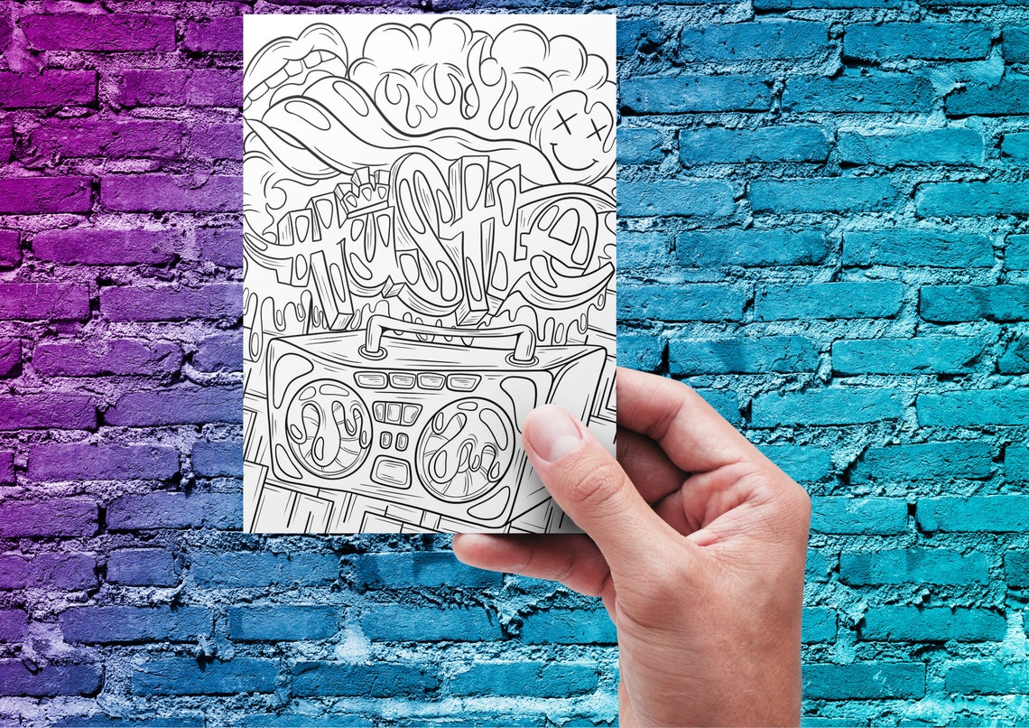 Graffiti Coloring Pages for Adults, 30 Printable Pages, Cool Graffiti ...