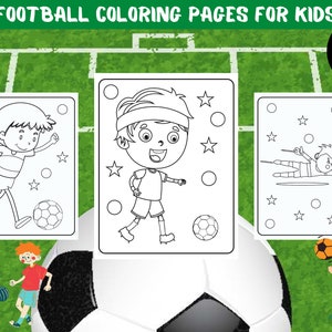 Football Coloring Pages for Kids - 10 Printable Pages - Soccer Digital Coloring Book - Instant Download