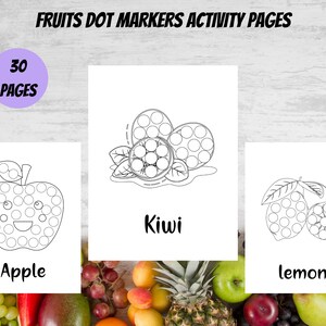 Fruit Dot Markers Coloring Pages, Fruits Dot Markers Activity Book for Kids, Toddlers, Preschool