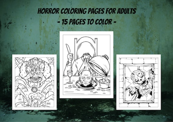 Creepy Horror Coloring Book: 15 Printable Pages for Adults (PDF)