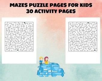 Maze Puzzle Book for Kids: 30 Printable Activity Pages (PDF File