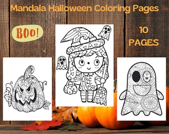 Halloween Mandala Coloring Pages: Spooky Designs (10 Printable Pages) (PDF)
