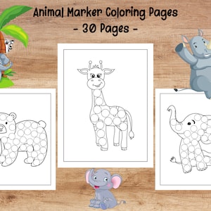 Kolorowanki Animal Dot Marker - 30 stron do wydrukowania - Cute Animals Large Paint Daubers Kids Activity Coloring Book