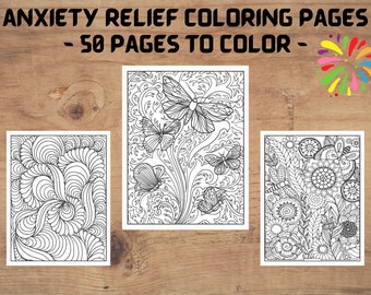 Anxiety Relief Coloring Pages for Adults, 50 Printable Pages of