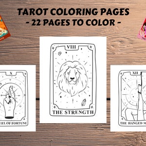 Tarot Coloring Pages for Adults, 22 Printable Pages, Tarot Coloring Book, PDF Digital Download