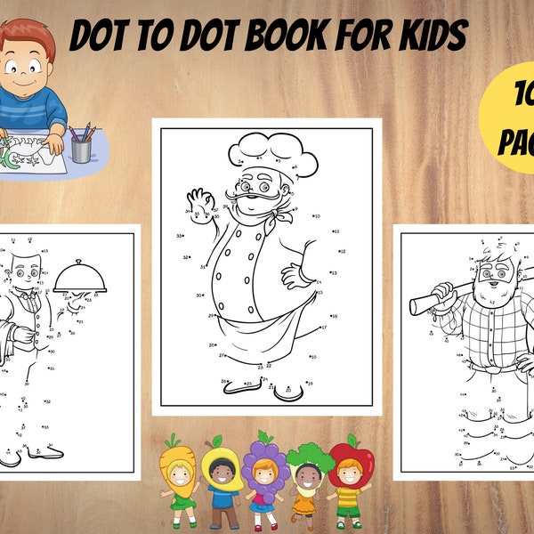 100 Dot to Dot Printable Pages for Kids Boys and Girls - Easy Kids Dot To Dot Book - Digital Download