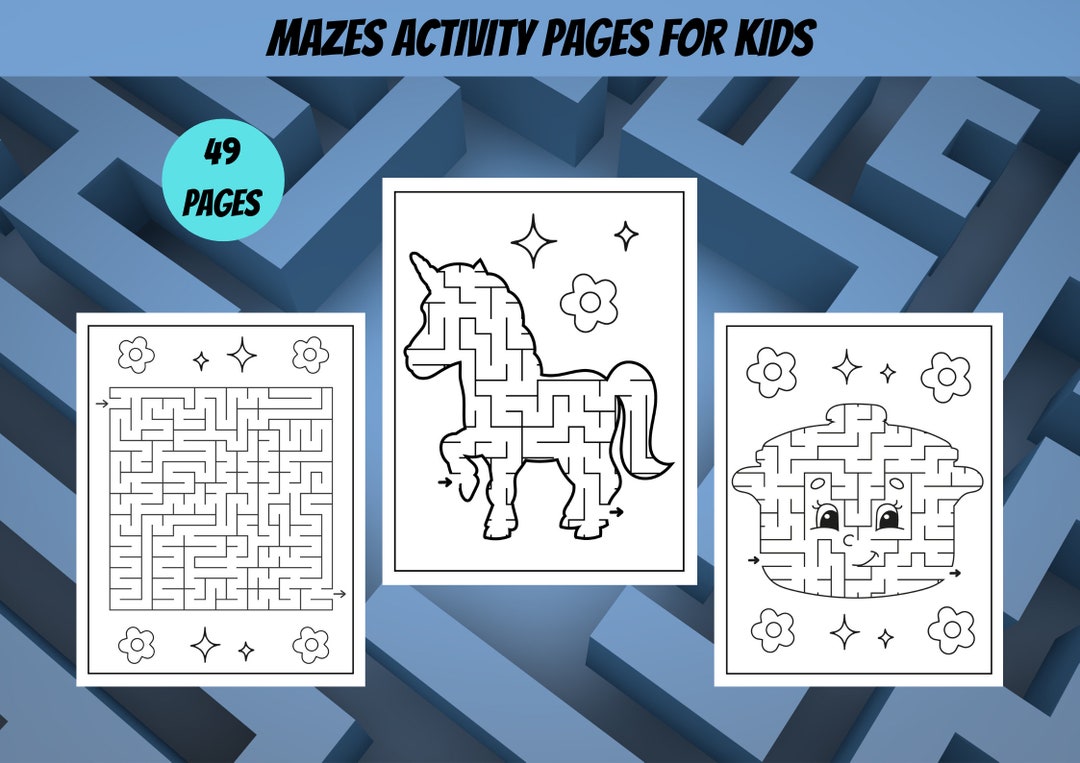 Maze Activity Pages, Mazes Digital Workbook for Kids, Preschool ...