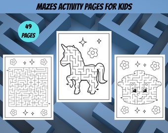 Labyrinth-Aktivitätsseiten, Labyrinthe Digitales Arbeitsbuch für Kinder, Vorschule, Kindergarten, PDF digitaler Download