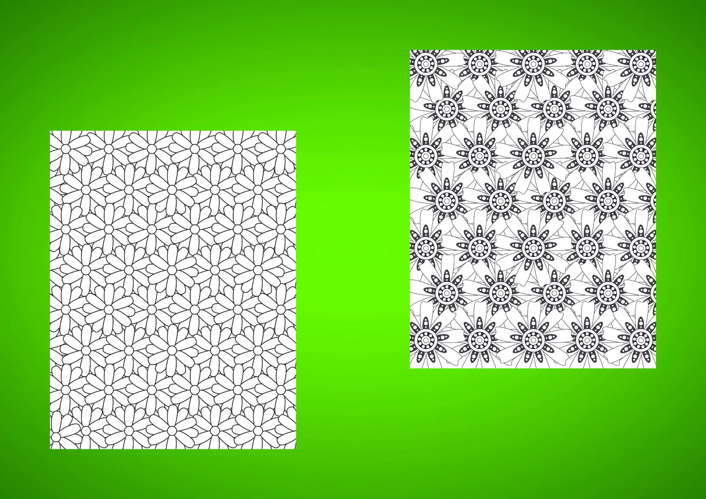 Floral Seamless Pattern Coloring Pages, 30 Printable Pages, Geometric