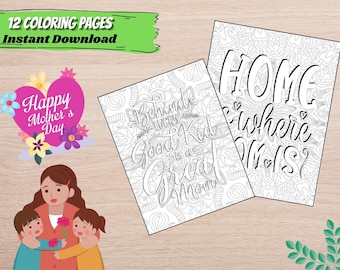 Mother's Day Quotes Coloring Pages: 12 Printable Sheets (PDF)